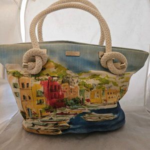 Kate Spade Canvas Beach Tote Large with Italy scenery Travel Tote